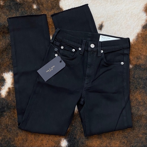 NWT Rag & Bone Stove Pipe Step Hem Fray Black 23 - Picture 2 of 11